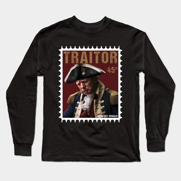 Traitor Trump Crying - Vintage Benedict Arnold Stamp Style Long Sleeve T-Shirt by EthosWear